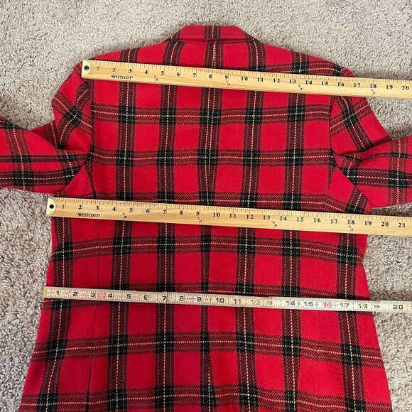 Vintage Blazer Jacket Womens Size 6 Red Plaid Tartan Wool Single Button 90s - Picture 9 of 11